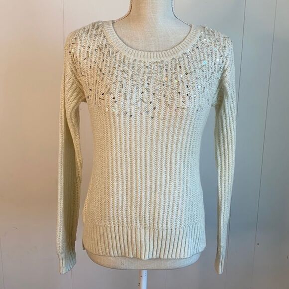 Candie's Embellished Cream Knit Sweater NWT - Size S - Picture 1 of 10